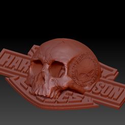 Skull-on-Harley-v2-tattoo-01.jpg STL file Skull on Harley Davidson v2・3D printer design to download