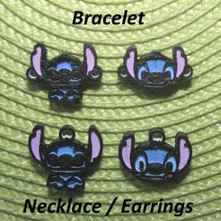 IMG_7748.jpg Fichier STL 4 Disney Stitch Necklaces, Bracelets, Earrings, Jewelry・Design à télécharger et à imprimer en 3D