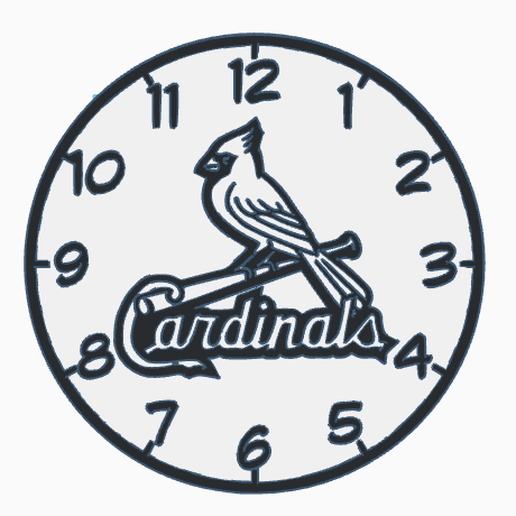 2D Cardinals wall clock 3D model
