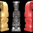 preview4.png Mayan statue with jaguar head stl 3D print model