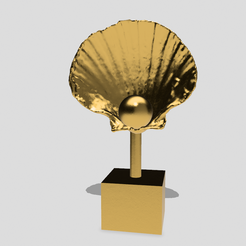 shell-4.png Archivo STL Concha de vieira con perla en el soporte, concha marina decoración costera, casa de playa, diseño de decoración interior del hogar・Plan de impresora 3D para descargar