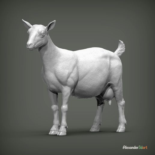 Saanen Goat – Realistic 3D Printable Model