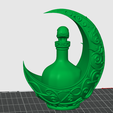 6b537cc9-f90f-46ef-903c-87cfe1760a15.png Dark Crescent Moon Potion Bottle - Fantasy Decor STL - Gothic Display Prop
