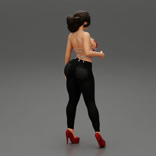 Beautiful girl in sexy Tight Suit and high heels 3D File for Cults