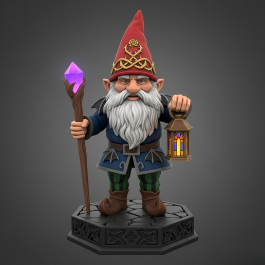 4632  Fairy Tale Gnome – Color Full-Body Figurine on Base, character, miniature, fox, ARTE, gothic, gorgon, DND, minimalist, fantasy, art, figurine, collectible, Halloween, rooster, 3d models, STL