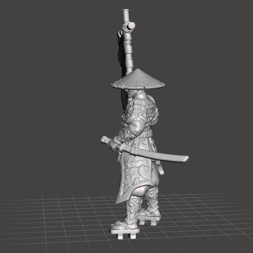 STL file JAPANESE SAMURAI STANDARD BEARER MINIATURE MODEL FOR FANTASY