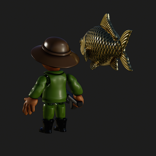 🐠 fisherman action figure with a fish and a fishing rod・Free 3D File ...