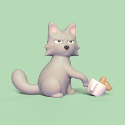 Cod193-Cat-Knocking-Over-a-Cup-1.jpeg 3D file Cat Knocking Over a Cup・3D printing model to download