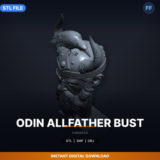 Odin Allfather Bust - 3D Printable STL File