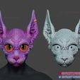 Sphynx_Cat_Mask_STL_3dprintmodel_09.jpg Sphynx Cat Mask Halloween Cosplay Helmet for 3D Print