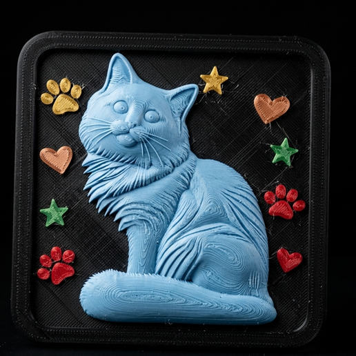 3d relief cat