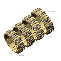 Undulated-Dome-6mmwide-diamond-cigar-band-size6to9-00.jpg STL-Datei Iced Ribbed Diamant Ewigkeit Kuppel Zigarre Band US Größen 6to9 3D-Druck Modell・3D-druckbare Vorlage zum herunterladen