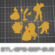 STL-EPS-3MF.png Beauty and the Beast Character Silhouettes / Belle and beast / Lumiere / Mrs potts / disney character Confetti / Magnets/ Jewelry