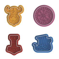 Viking-Set.png STL file Viking Theme Cookie Cutter Set・3D print design to download