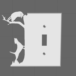 Coonhound-treeing-Raccoon-single-switch.png Hound dog treeing raccoon, hunting, light switch cover plate.