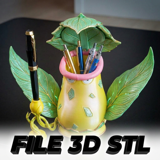 🌿 Bellsprout Pen Holder STL – Cute Pokemon Desk Organizer for 3D Printing 🌿