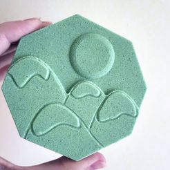 mountainscenery.jpg STL file Bath Bomb Mold Hybrid Mountain Scenery・3D printable model to download