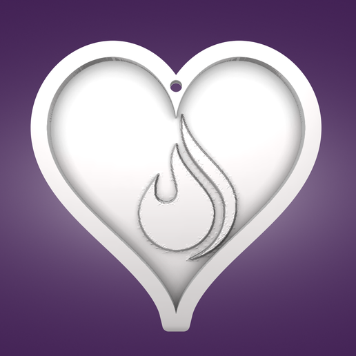 Key pendant, heart, drop 3D model