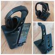 20230924_140914.jpg HEADPHONE STAND WITH PHONE STAND - MODEL 14 - STRUCTURED SURFACE VERSION