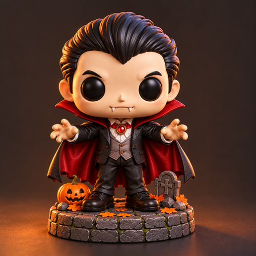 Cute chibi Dracula in a classic vampire outfit