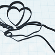 hand-with-2-hearts-2-1.png Hand holding heart in heart, outline, continuous line, love symbol