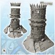 2.jpg Stone tower bristling with logs with door and torchlight access path (12) - DnD Wargaming Medieval War of the Rose Saga