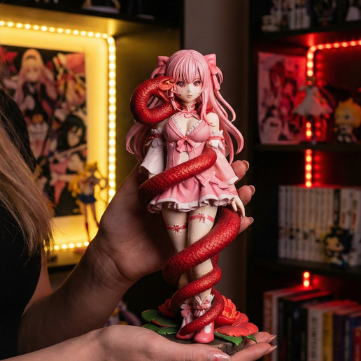 Anime Snake Girl 3D Printable STL File | Serpent Princess Waifu Miniature | Fantasy Female Figure