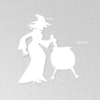 WitchWithCauldron1-2.jpg Witch with Cauldron Silhouette, Witch Stirring Cauldron, 2D Wall Art, Window Art, Projector, Stencil, Art