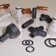 Hose_Connectors_01.jpg Hose Connector / Adapter Set - Gardena (R) Quick-Connect Compatible, 3/4" Faucets, and 1/2" Hoses