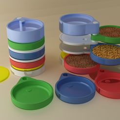 1.jpg Archivo STL Torre de platos para mascotas armable y desarmable・Objeto de impresión 3D para descargar