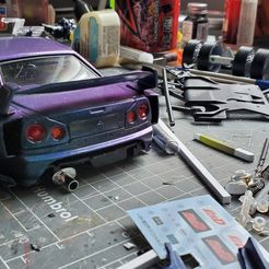 3D file WIDEBODY KIT FOR SKYLINE R34 TAMIYA 1/24 MODELKIT