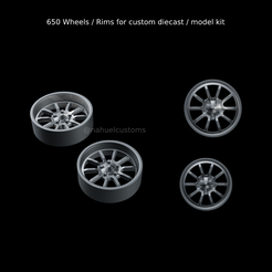 650 Wheels / Rims for custom diecast / model kit Fichier STL 650 Roues / Jantes pour kit diecast / modèle réduit personnalisé・Modèle imprimable en 3D à télécharger, ditomaso147