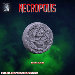 necro-30.png Download free STL file 💀Necropolis 32mm base (Kickstarter Freebie//Pre-supported)👻 • 3D printing design, admiral_apocalypse