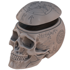 Engraved-Skull.png STL file Halloween candy box (decorated)・3D printable design to download, omni-moulage