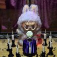image0.jpeg Labubu Seance Witch Accessory Set - Ouija Board - Crystal Ball - Candles - Table