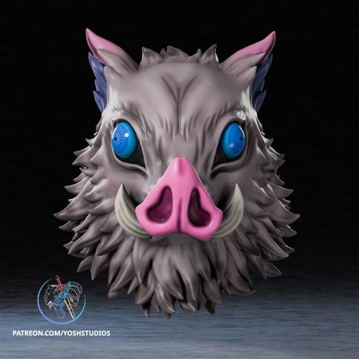 InosukeMask-1.jpg Casco con cabeza de jabalí Impresora 3D STL