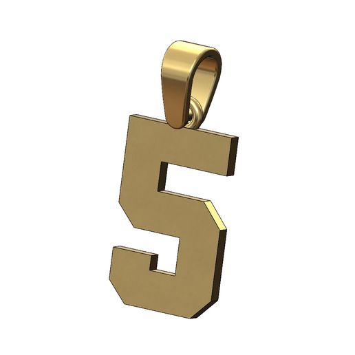 NBA-number-5-pendant-charm-bail-00.jpg NBA Schriftart Nummer 5 Anhänger Charme mit Kaution 3D-Druck Modell