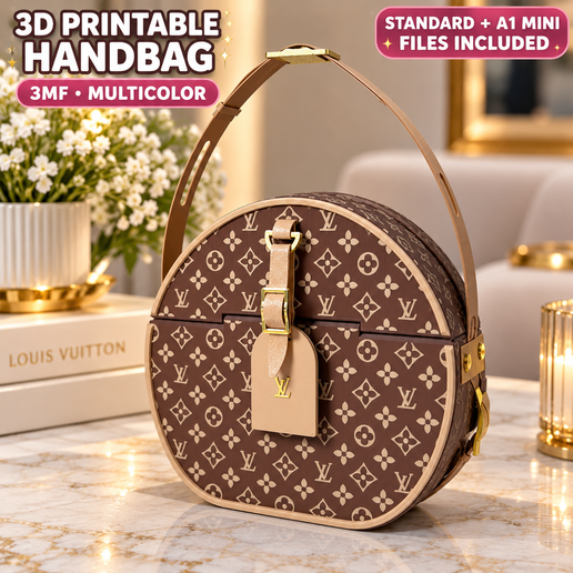 LV Louis Vuitton Inspired Handbag – Multicolor 3MF – 3D Printable Purse Bag – Bambu Lab A1 Mini & Standard