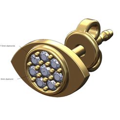 Evil-eye-cluster-stud-earring-00.jpg STL-Datei Böses Auge Cluster Diamant-Ohrstecker 3D-Druck Modell・3D-Druck-Idee zum Herunterladen, RachidSW
