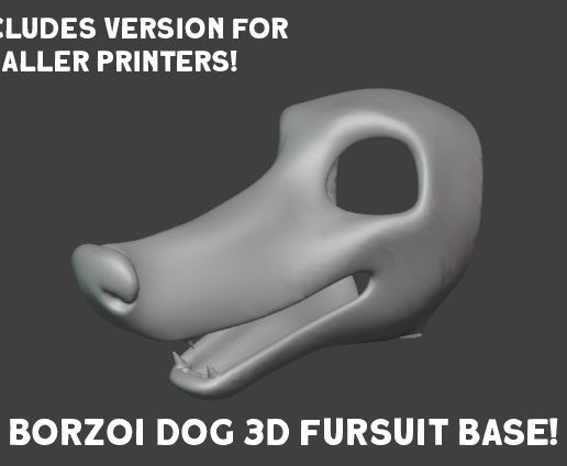 Borzoi Dog Fursuit Base 3D Model