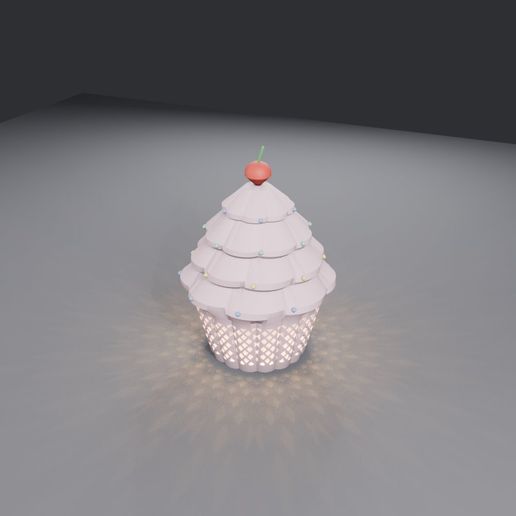 Cupcake Lantern - Pleated Lattice Wrapper, Swirled Frosting, Sprinkles and Cherry - 3D Print STL