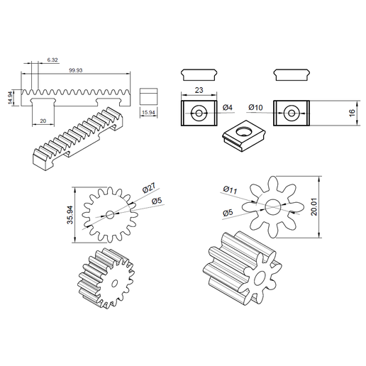 Rack Gear Actuator - Cults3D 3D Model | 3Drop