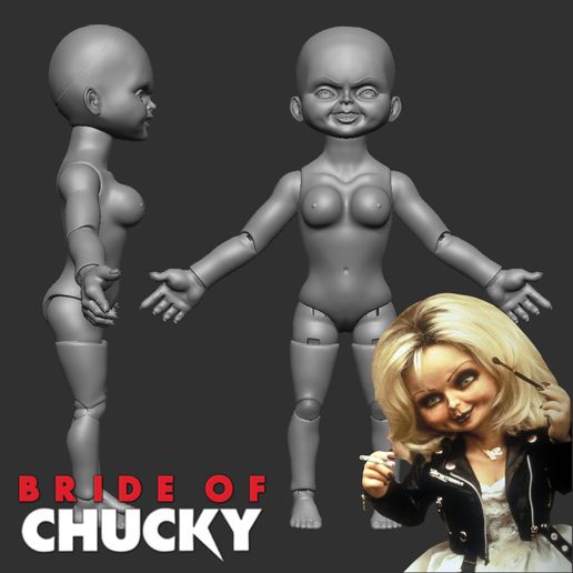 👾 BJD Tiffany - 1:1 Articulated Doll (Bride of Chucky)・ OBJ File