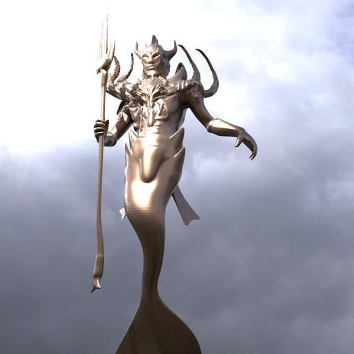 Low poly Merman statue 3