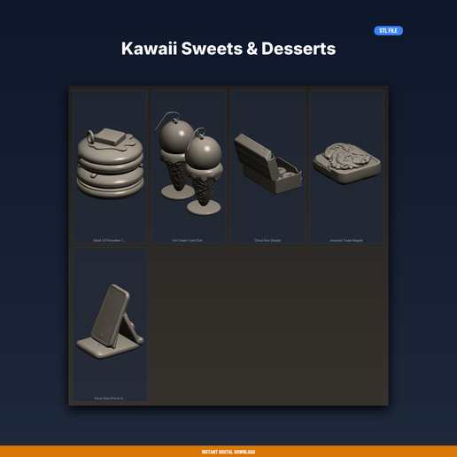 Kawaii Sweets & Desserts - 5-Model STL Bundle