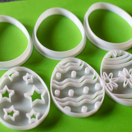 Easter Egg cookie cutter Set of 3 3D model