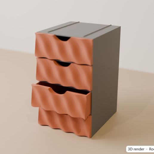 Wave Front Stackable Drawer Unit - Ripple Fronts That Flow From Drawer to Drawer