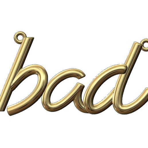 Bad name 3d letters wire pendant and charm