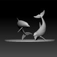 do1.jpg Dolphins - two dolphins playing- Dolphins for 3d print - Dolphins on desk