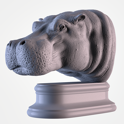 001.png STL-Datei Nilpferd Kopf・Modell zum Herunterladen und 3D-Drucken